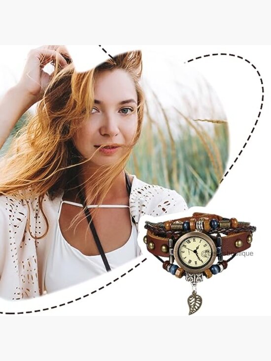 Vintage Handmade Leather Wrap Watch Multilayer Weave Strap Quartz Bracelet Punk main image 4
